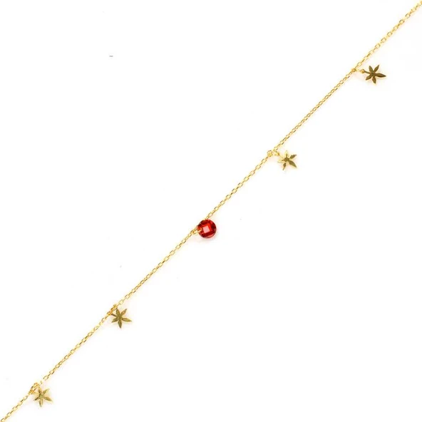 925 Ayar Gümüş Yuvarlak Garnet Taşlı Yusufçuk Model Halhal ürün görseli 1