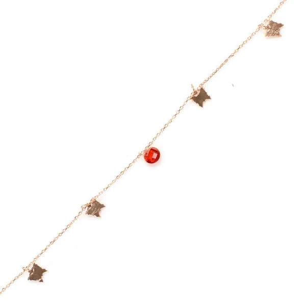 925 Ayar Gümüş Yuvarlak Garnet Taşlı Kelebek Model Halhal ürün görseli