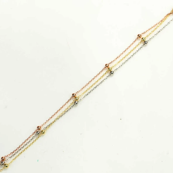 925 Ayar Gümüş 3 Renk Zincir & Toplu Bileklik - Resim 2