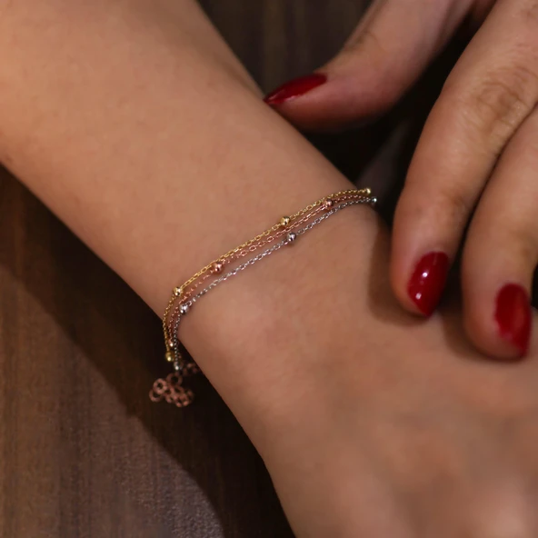 925 Ayar Gümüş 3 Renk Zincir & Toplu Bileklik ürün görseli