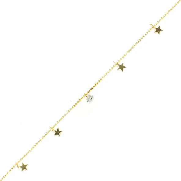 925 Ayar Gümüş Minik Üçgen Zirkon Taşlı Yıldızlı Halhal ürün görseli 1