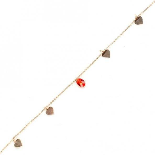 925 Ayar Gümüş Yakut Taşlı Kalp Modeli Halhal - 2