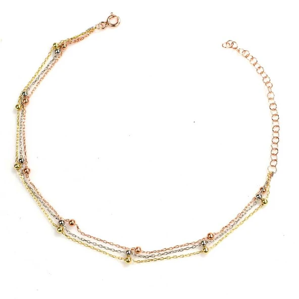 925 Ayar Gümüş 3 Renk Zincir & Toplu Halhal ürün görseli