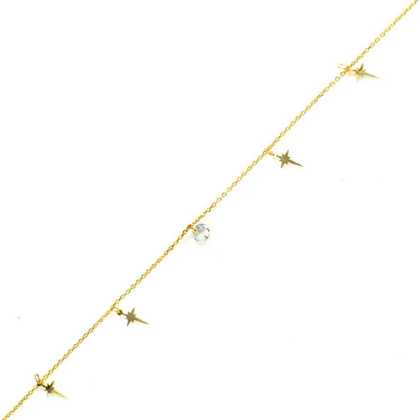 925 Ayar Gümüş Zirkon Taşlı Kuzey Yıldızı Modeli Halhal ürün görseli