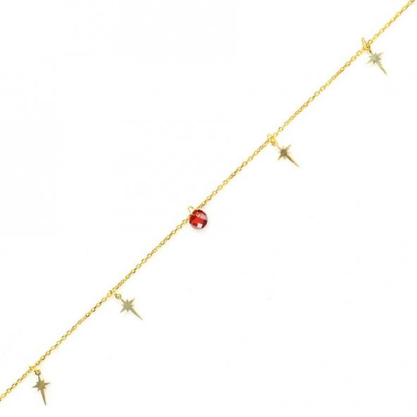 925 Ayar Gümüş Yakut Taşlı Kuzey Yıldızı Modeli Halhal