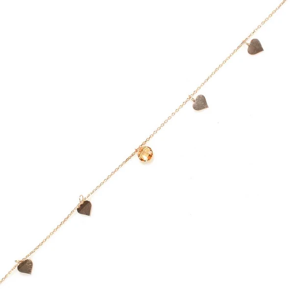 925 Ayar Gümüş Sitrin Taşlı Kalp Modeli Halhal ürün görseli 1