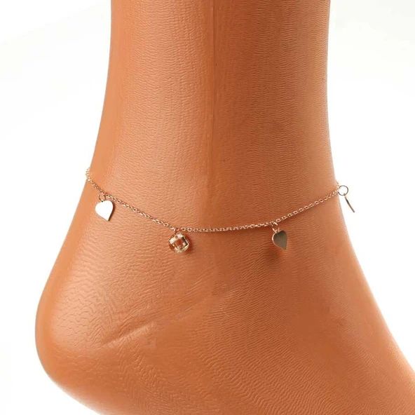 925 Ayar Gümüş Sitrin Taşlı Kalp Modeli Halhal - Resim 2