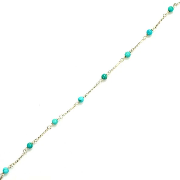 925 Ayar Gümüş 8 Adet Turkuaz Halhal - Resim 2