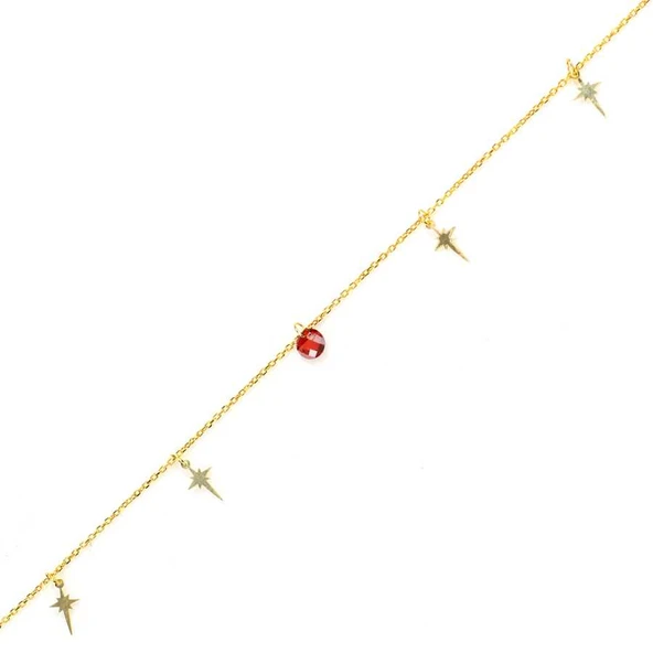 925 Ayar Gümüş Yakut Taşlı Kuzey Yıldızı Modeli Halhal ürün görseli 1