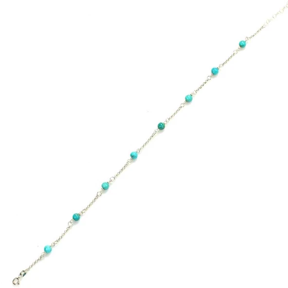 925 Ayar Gümüş 8 Adet Turkuaz Halhal - Resim 5