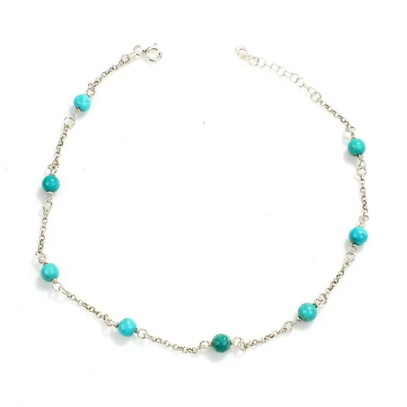 925 Ayar Gümüş 8 Adet Turkuaz Halhal ürün görseli 1