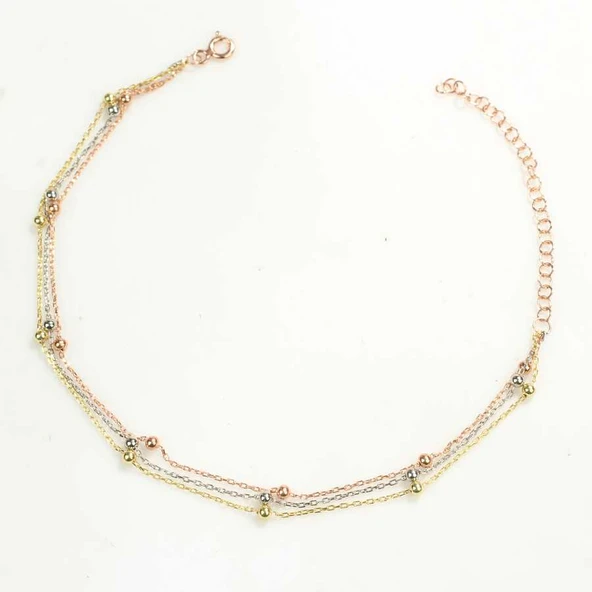 925 Ayar Gümüş 3 Renk Zincir & Toplu Halhal - Resim 2