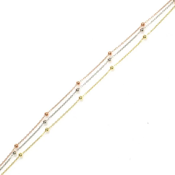 925 Ayar Gümüş 3 Renk Zincir & Toplu Halhal - Resim 4