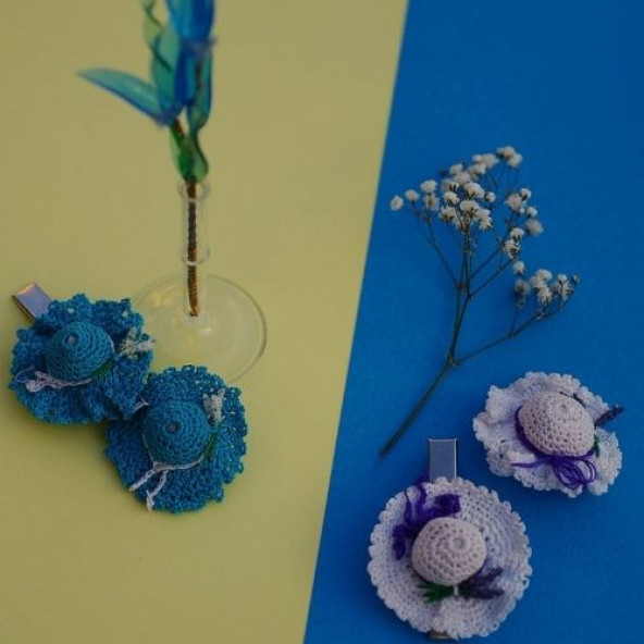 LAVANTA DOLGULU MİNİ ŞAPKALAR BROŞ VE TOKA - 2