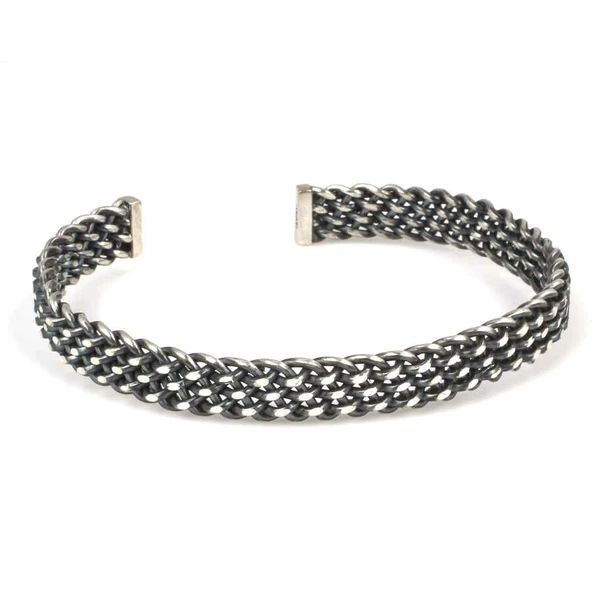 925 Ayar Gümüş Burgu Telli Unisex Bileklik - Resim 5