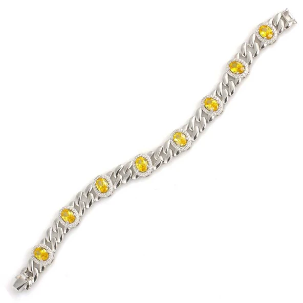 925 Ayar Gümüş Sekizli Sitrin Taşlı Bileklik ürün görseli 1