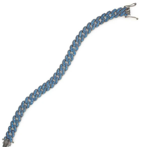 Gümüş Lacivert Taşlı Gurmet Zincir Bileklik ürün görseli