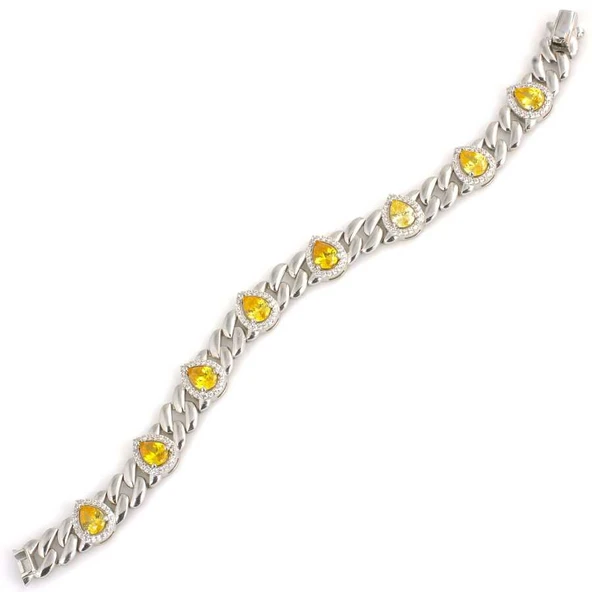 925 Ayar Gümüş Damla Sitrin Taşlı Bileklik ürün görseli