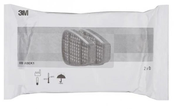 3M 6200 Yarım Yüz Maskesi + 3M 6059 Abek Filtre + 3M 5925 P2 Filtre +K501 Kapak - 6