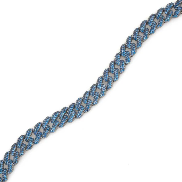 Gümüş Lacivert Taşlı Gurmet Zincir Bileklik - Resim 2