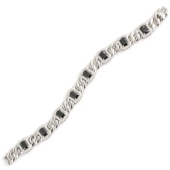 925 Ayar Gümüş Dikdörtgen Oniks Taşlı Bileklik ürün görseli 1