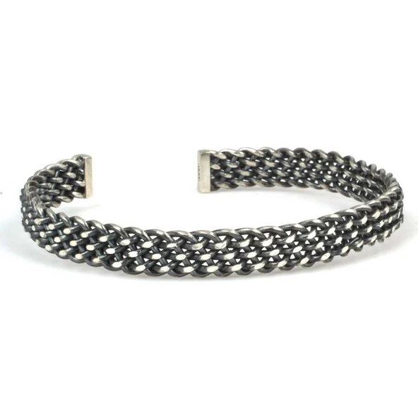 925 Ayar Gümüş Burgu Telli Unisex Bileklik - Resim 4