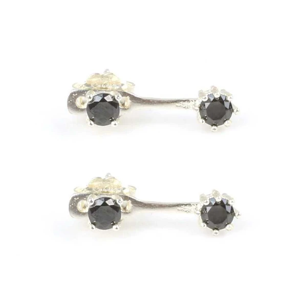 925 Ayar Gümüş Oniks Taşlı Çift Taşlı Küpe ürün görseli