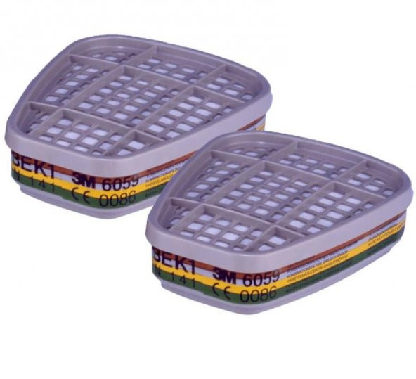 3M 7502 Yarım Yüz Maskesi + 3M 6059 Abek Filtre + 3M 5925 P2 Filtre +K501 Kapak - 6