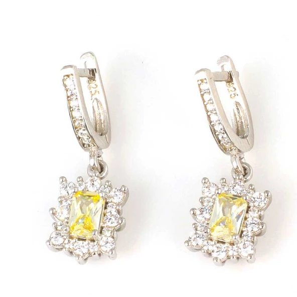 925 Ayar Gümüş Sitrin Taşlı Küpe ürün görseli