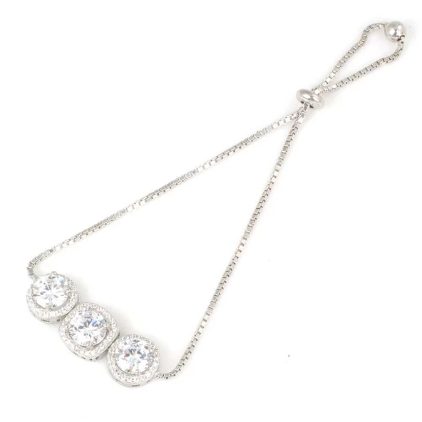 925 Ayar Gümüş Kare ve Yuvarlak Zirkon Taşlı Asansörlü Bileklik ürün görseli