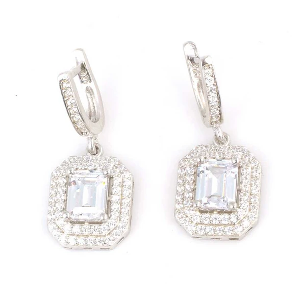 925 Ayar Gümüş Baget Taşlı Küpe ürün görseli 1