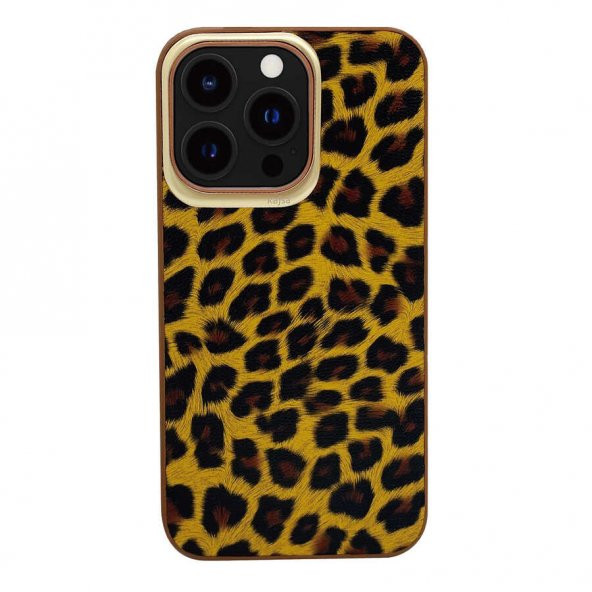 iPhone 13 Pro Max Kılıf Kajsa Glamorous Serisi Leopard Combo Kapak