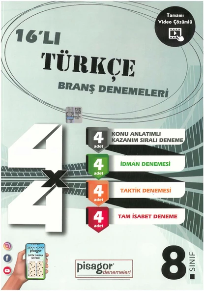 Zeka Küpü 8.Sınıf Pisagor 16lı Türkçe Branş Denemeleri
