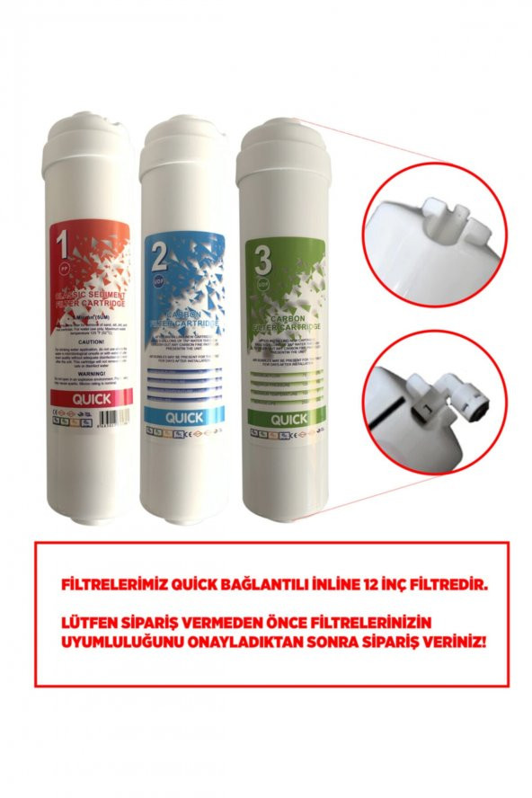 Ihlas Aura Cebilon Plus Uyumlu Su Arıtma Cihazı 12 Inç Inline 5li Membranlı Filtre Seti - Resim 7