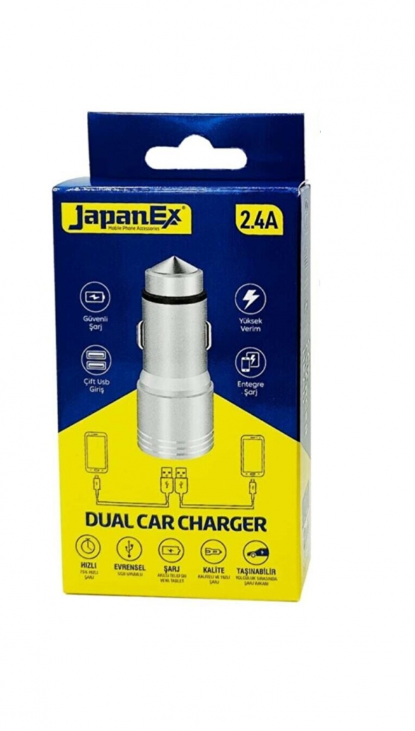Araba Çakmaklık Şarj Aleti Çift USB Şarj Soketi 2.4 Amper Hızlı Şarj Başlığı