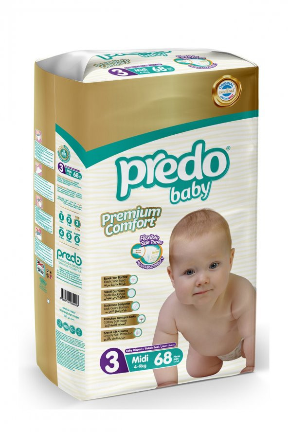 PredoBaby Premium Comfort Bebek Bezi 3 Numara (4-9kg) 68 Adet