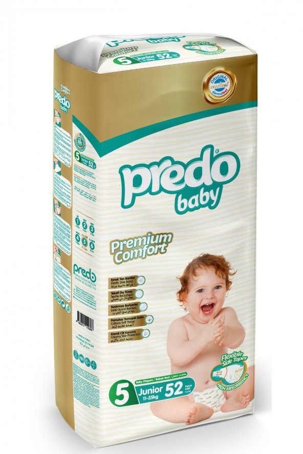 PredoBaby Premium Comfort Bebek Bezi 5 Numara (11-25kg) Junior 52 Adet