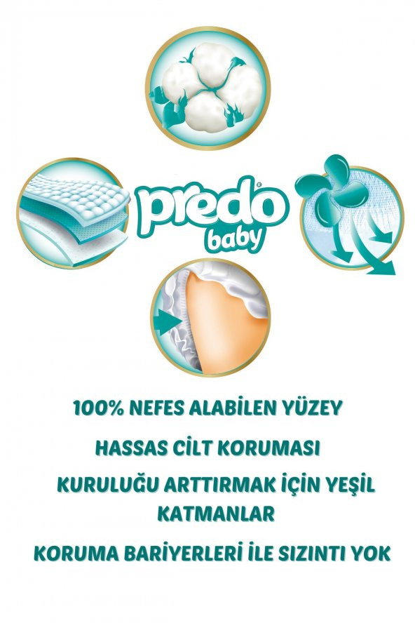 PredoBaby Premium Comfort Bebek Bezi 1 Numara (2-5kg) Newborn 54 Adet - 2