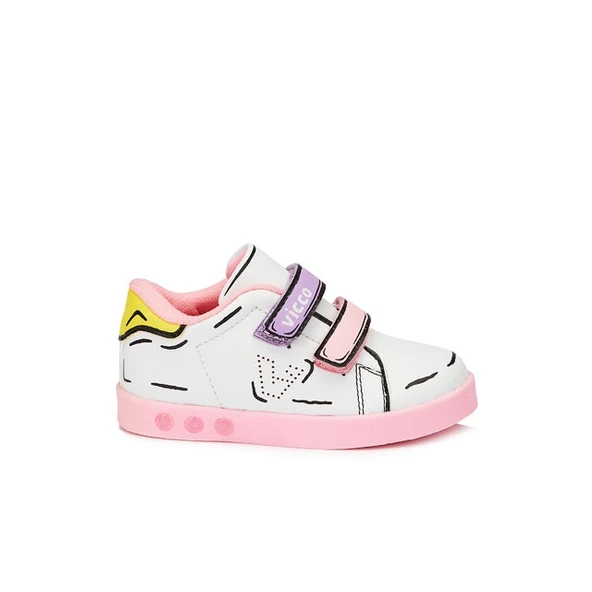 Vicco Picasso Işıklı Kız Bebe Beyaz/Pembe Sneaker - 2
