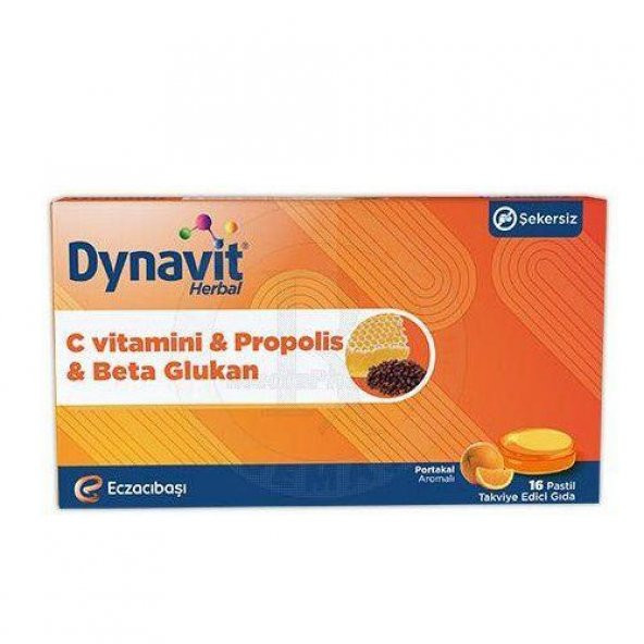 Dynavit Herbal Vitamin C & Propolis & Betaglukan 16 Pastil 8699586114533