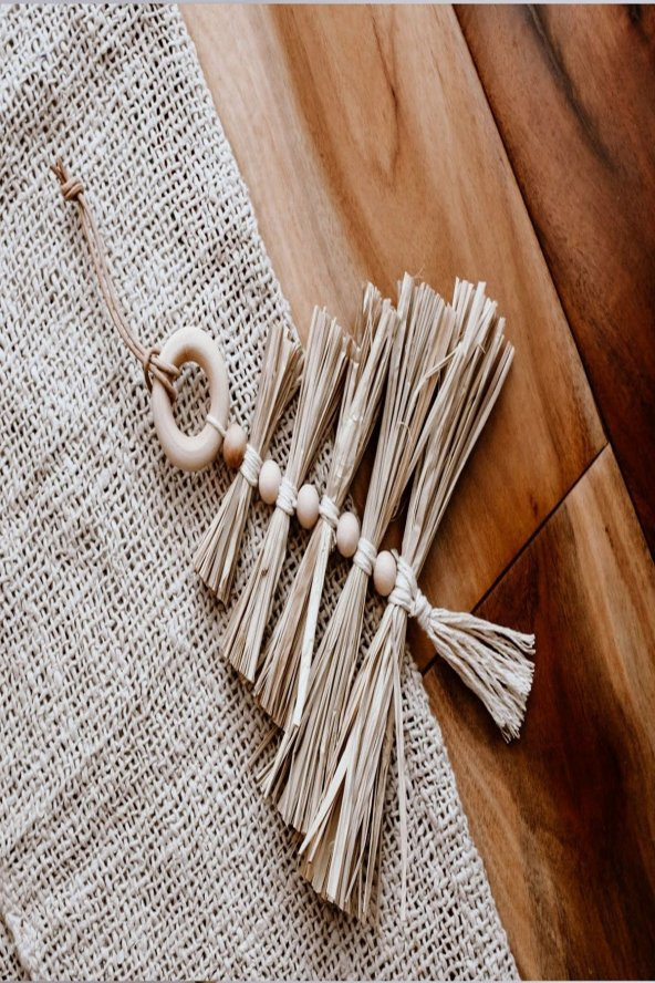 2 Adet Rafyalı Handmade Doğal Ahşap Boncuklu Dekoratif Süs - 2