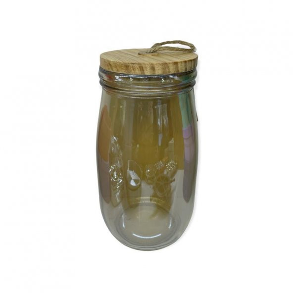 Panalı Ahşap Kapaklı Kavanoz Amber 1500ml