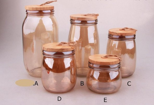 Panalı Ahşap Kapaklı Kavanoz Amber 2150ml - 2