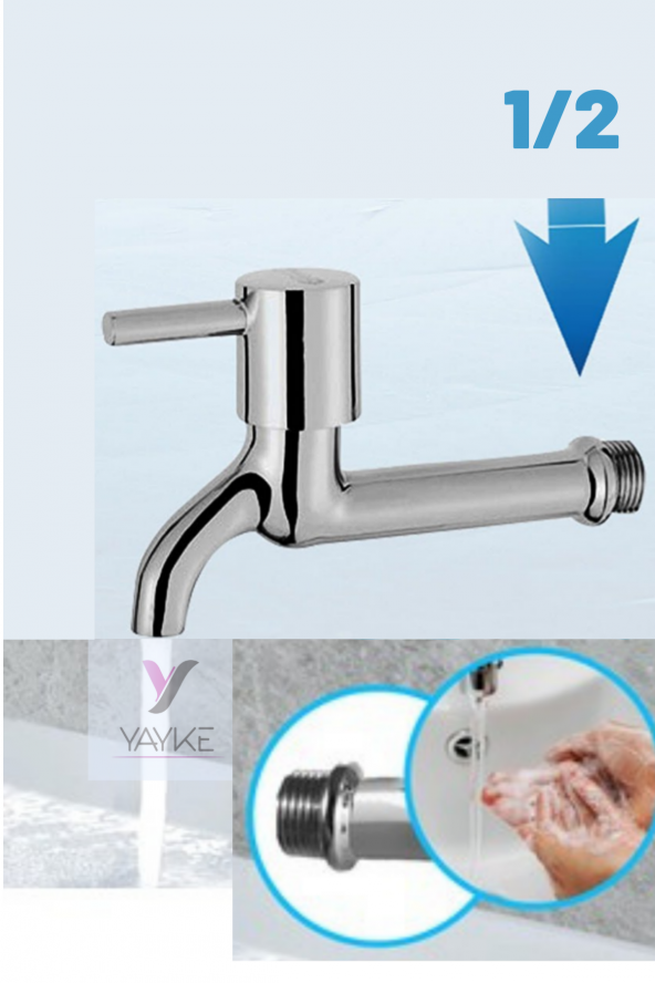 Yayke  Çubuk Kol Aç Kapa Tek Girişli Banyo Tuvalet Bahçe Musluğu (Pirinç)