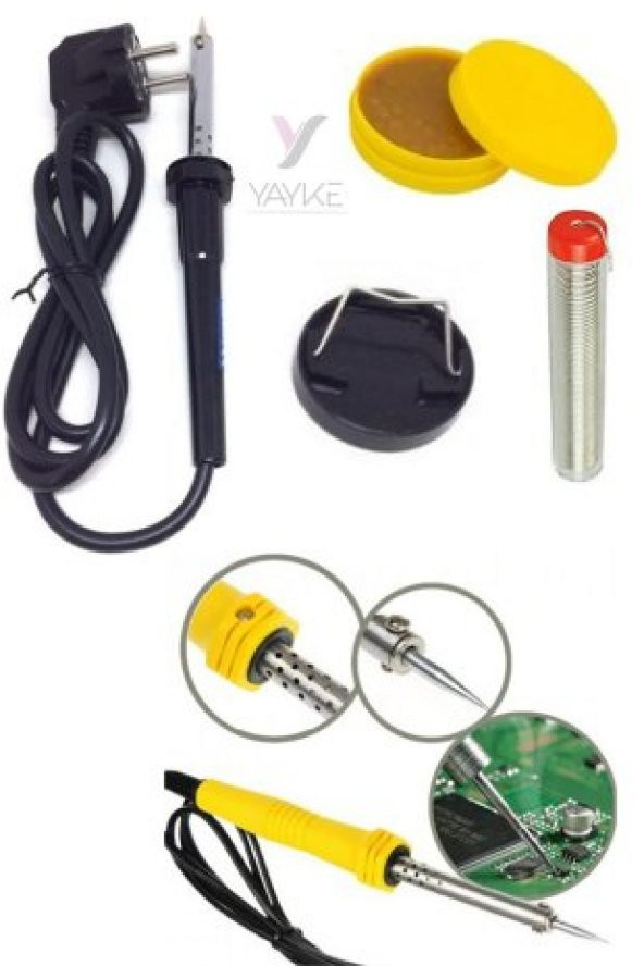 Yayke 40 Watt Profesyonel Lehim Kalem Havya Lüx Set Lehim Teli +Lehim Pastası +Mini Sehpa