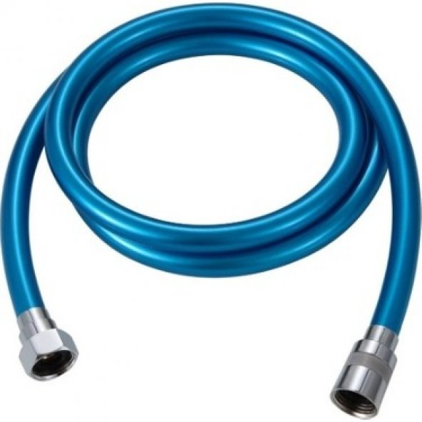Yayke Renkli Silikon 1.Sınıf Kaliteli PVC Kaplama Duş Hortumu (Mavi)
