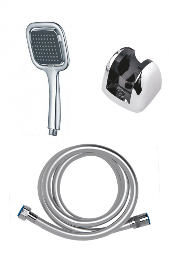 Yayke Kardelen Mafsallı Duş Başlığı+Silikon 1.Sınıf Kaliteli PVC Kaplama Duş Hortumu (Gri Duş Seti) - 2