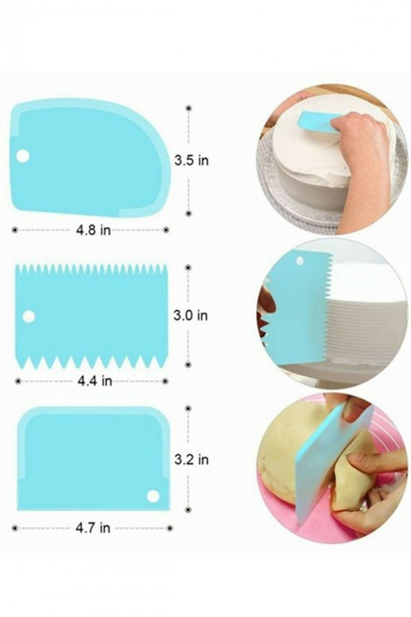 Yayke 3 Parça Hamur Kesici Pasta Kreması Şekillendirici Spatula Seti 3parçahamurkesme - 2