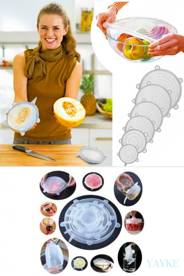 Yayke 6lı Silikon Streç Kapak, Silikon Bone, Hava Geçirmez Koruma Kapakları - 2