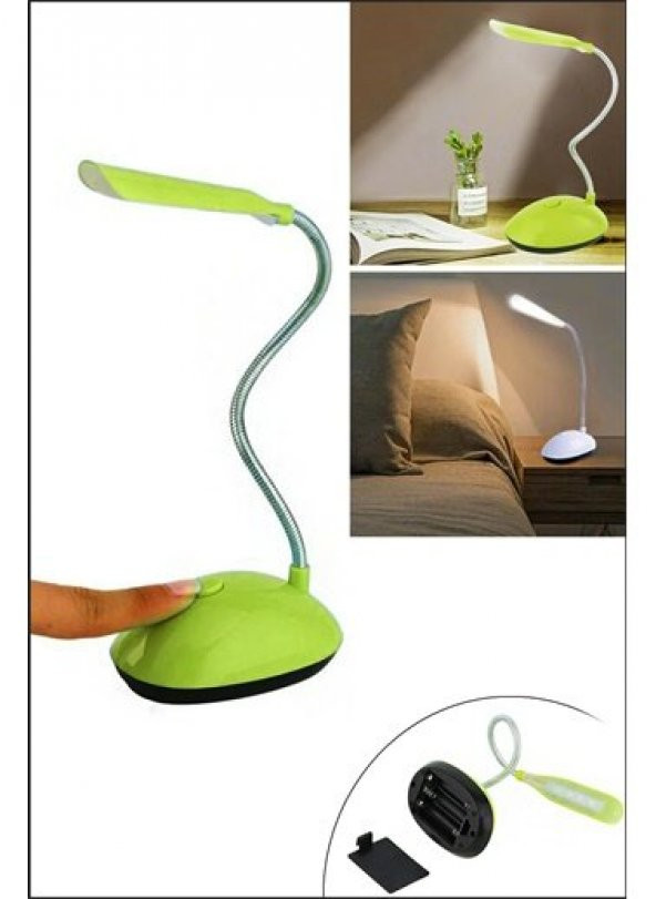 Yayke Mini Led Masa Lambası - Pilli Kitap Okuma Işığı - Led Lamba(Yeşil)
